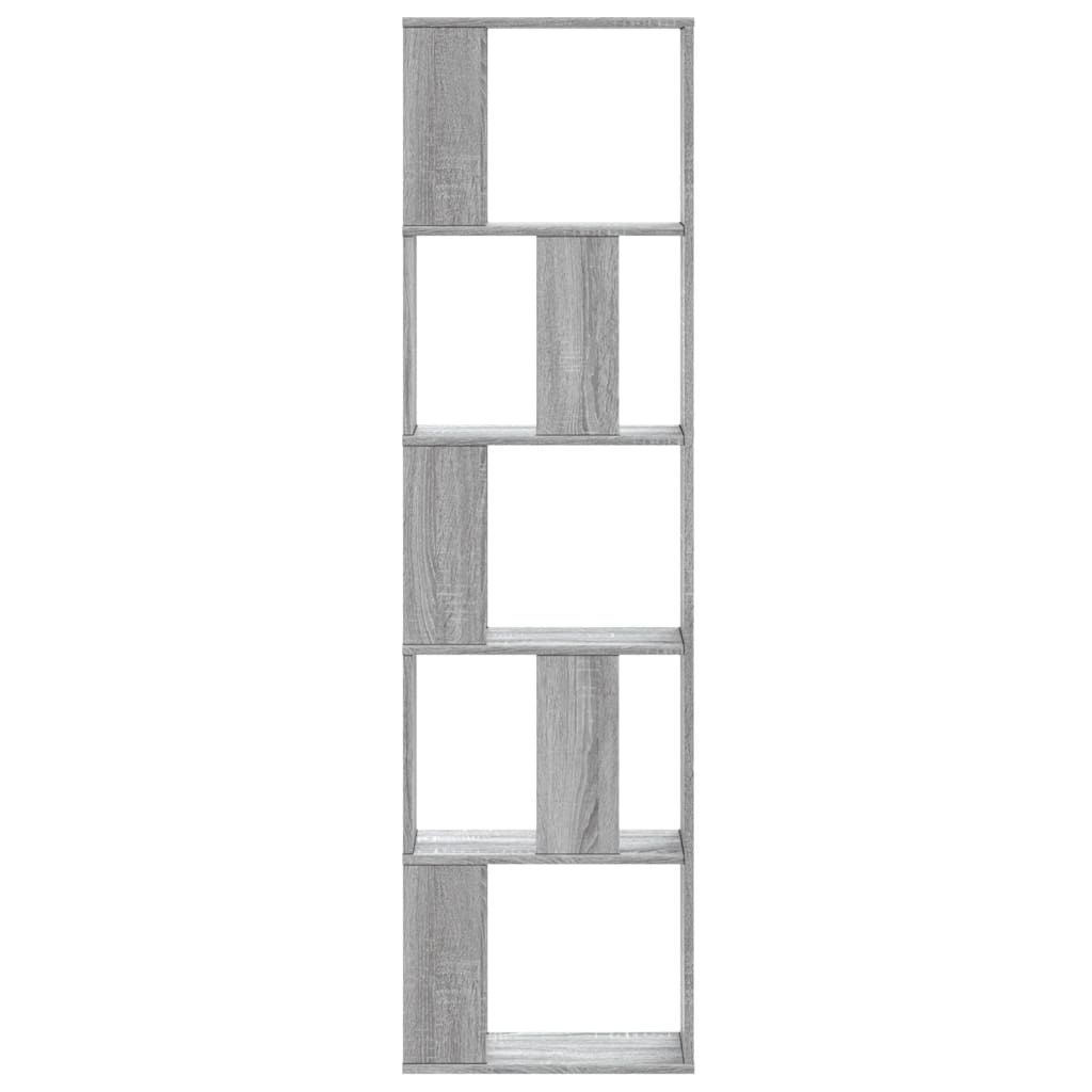 Bookcase 5-Tier Grey Sonoma 45x23,5x162,5 cm Engineered Wood