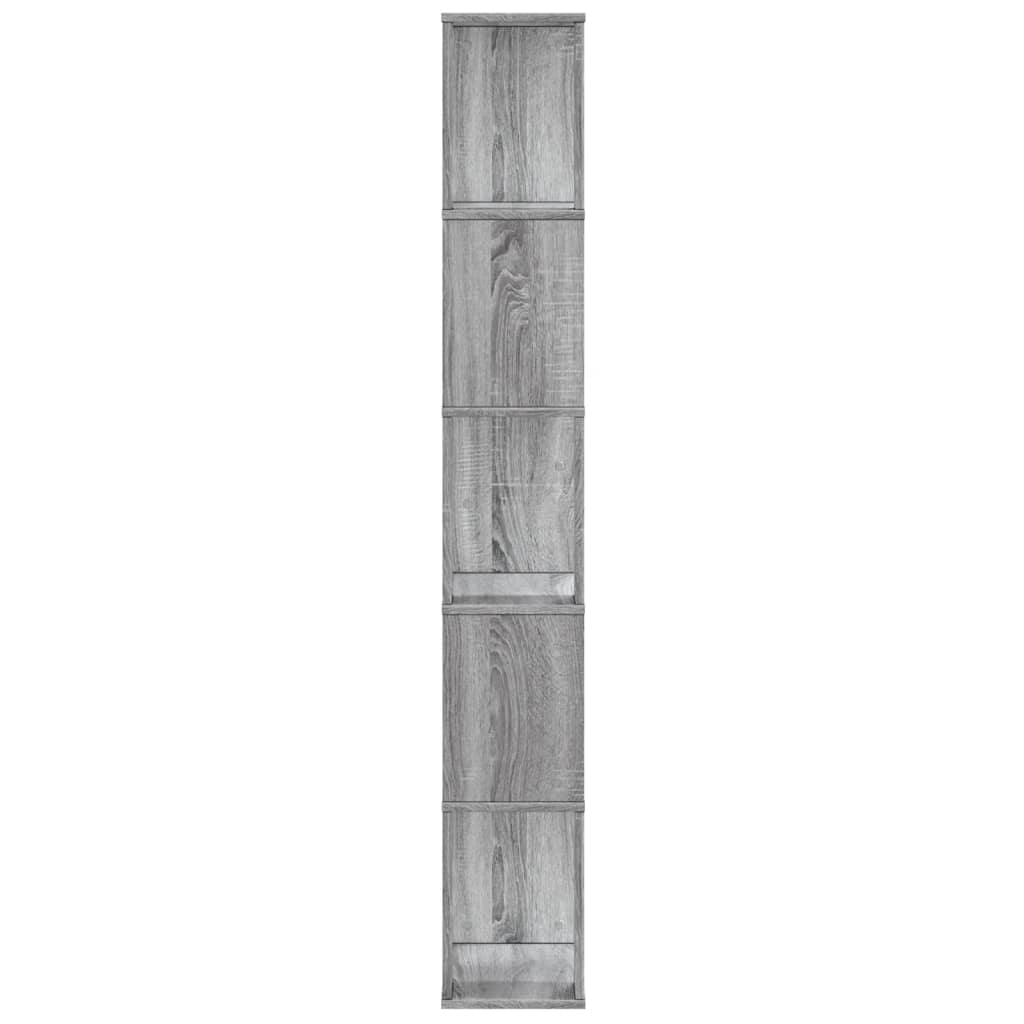 Bookcase 5-Tier Grey Sonoma 45x23,5x162,5 cm Engineered Wood
