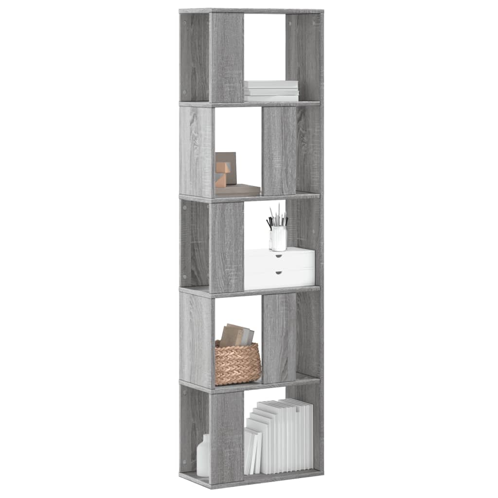 Bookcase 5-Tier Grey Sonoma 45x23,5x162,5 cm Engineered Wood