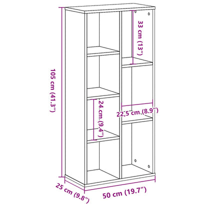 Bookcase Grey Sonoma 50x25x105 cm Engineered Wood
