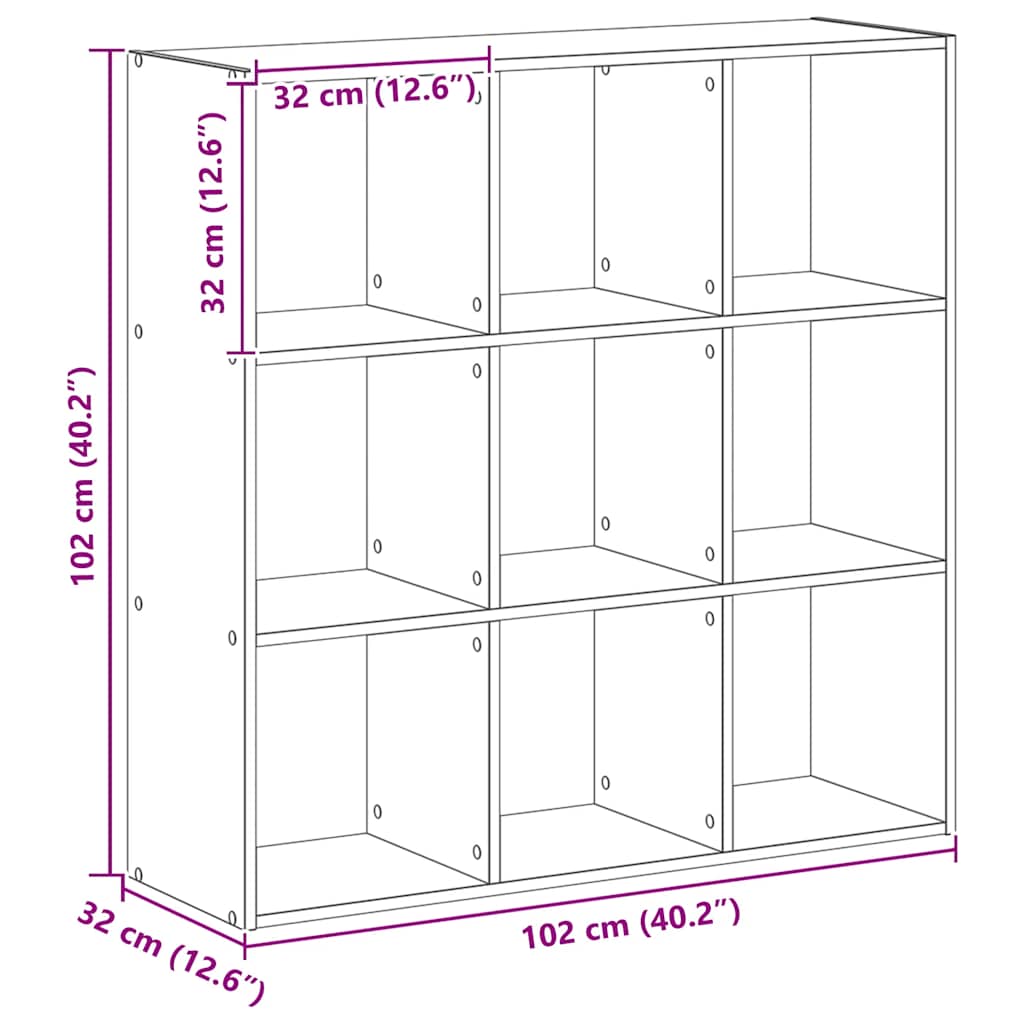 Bookcase Artisian Oak 102x32x102 cm Engineered Wood
