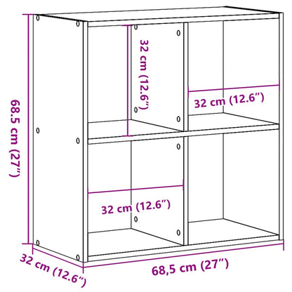 Bookcase Smoked Oak 68,5x32x68,5 cm Engineered Wood