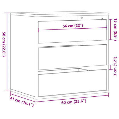 Corner Chest of Drawers Black 60x41x58 cm Engineered Wood