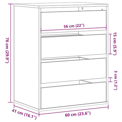 Corner Chest of Drawers Smoked Oak 60x41x76 cm Engineered Wood