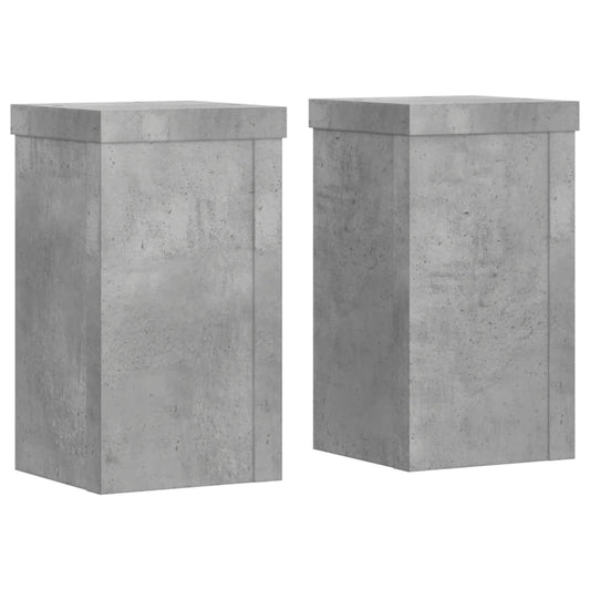 Plant Stand 2 pcs Concrete Grey 10 x 10 x 18 cm Engineered Wood