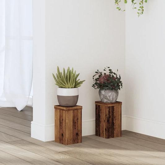 Plant Stand 2 pcs Old Wood 10 x 10 x 18 cm Engineered Wood