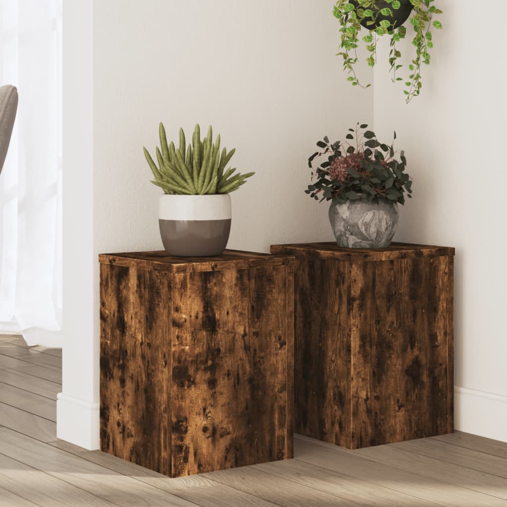 Plant Stands 2 pcs Smoked Oak 25x25x35 cm Engineered Wood