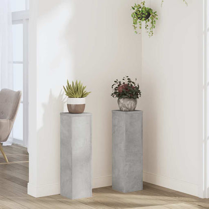 Plant Stands 2 pcs Concrete Grey 17x17x60 cm Engineered Wood