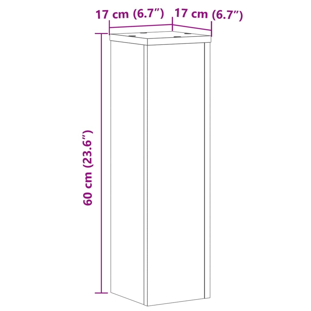 Plant Stands 2 pcs Old Wood 17x17x60 cm Engineered Wood
