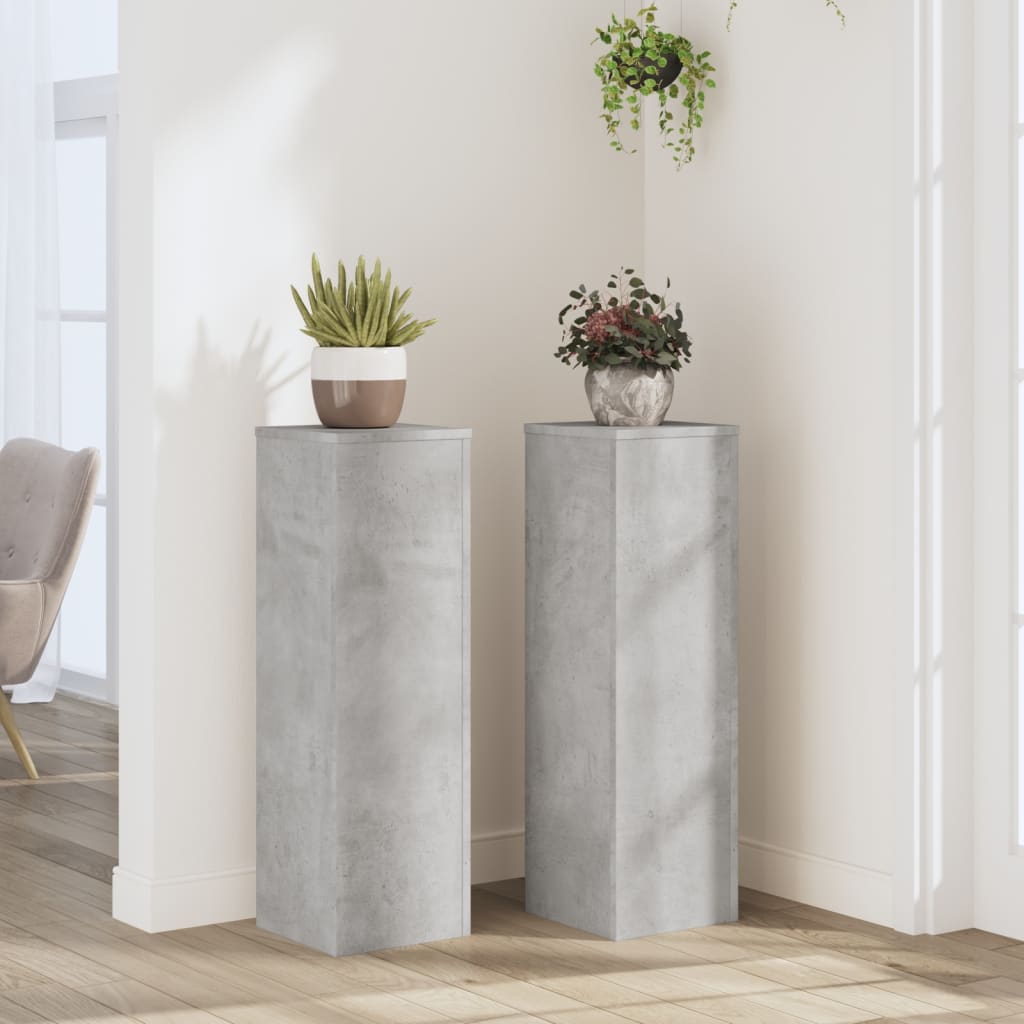 Plant Stands 2 pcs Concrete Grey 25x25x80 cm Engineered Wood