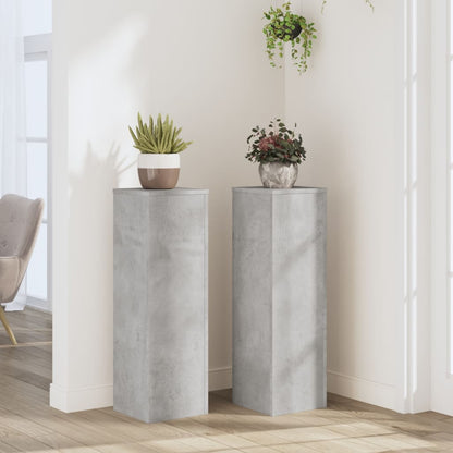 Plant Stands 2 pcs Concrete Grey 25x25x80 cm Engineered Wood