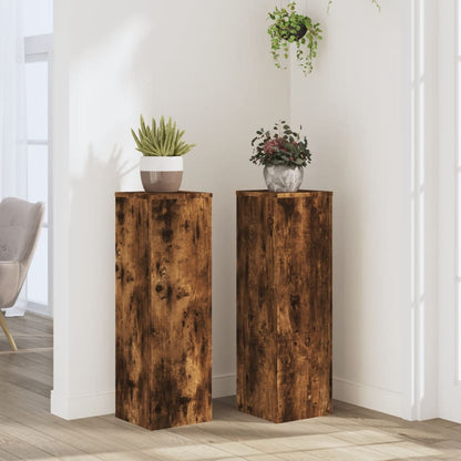 Plant Stands 2 pcs Smoked Oak 25x25x80 cm Engineered Wood