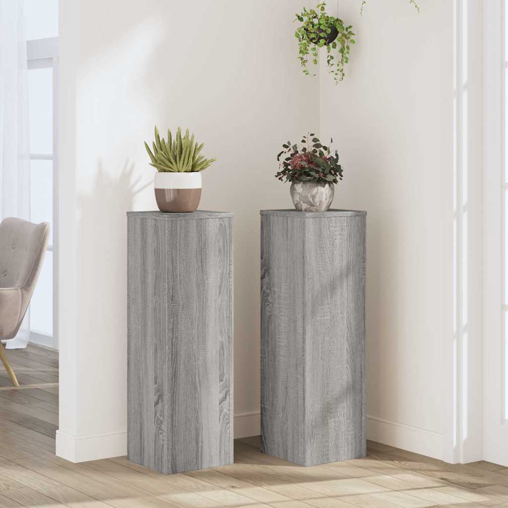 Plant Stands 2 pcs Grey Sonoma 25x25x80 cm Engineered Wood