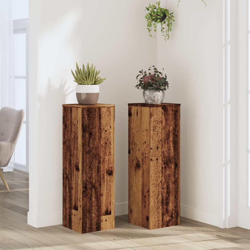 Plant Stands 2 pcs Old Wood 25x25x80 cm Engineered Wood
