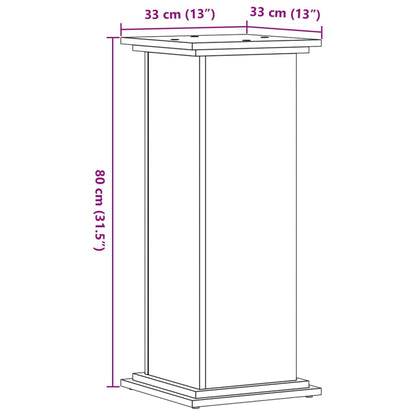 Plant Stand Brown Oak 33x33x80 cm Engineered Wood