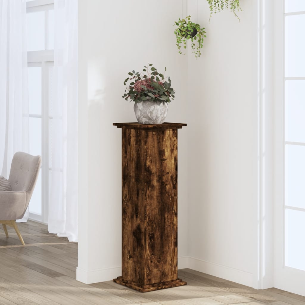 Plant Stand Smoked Oak 33x33x100 cm Engineered Wood