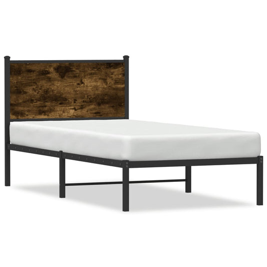 Metal Bed Frame without Mattress Smoked Oak 90x200 cm