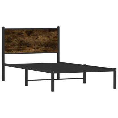 Metal Bed Frame without Mattress Smoked Oak 107x203 cm