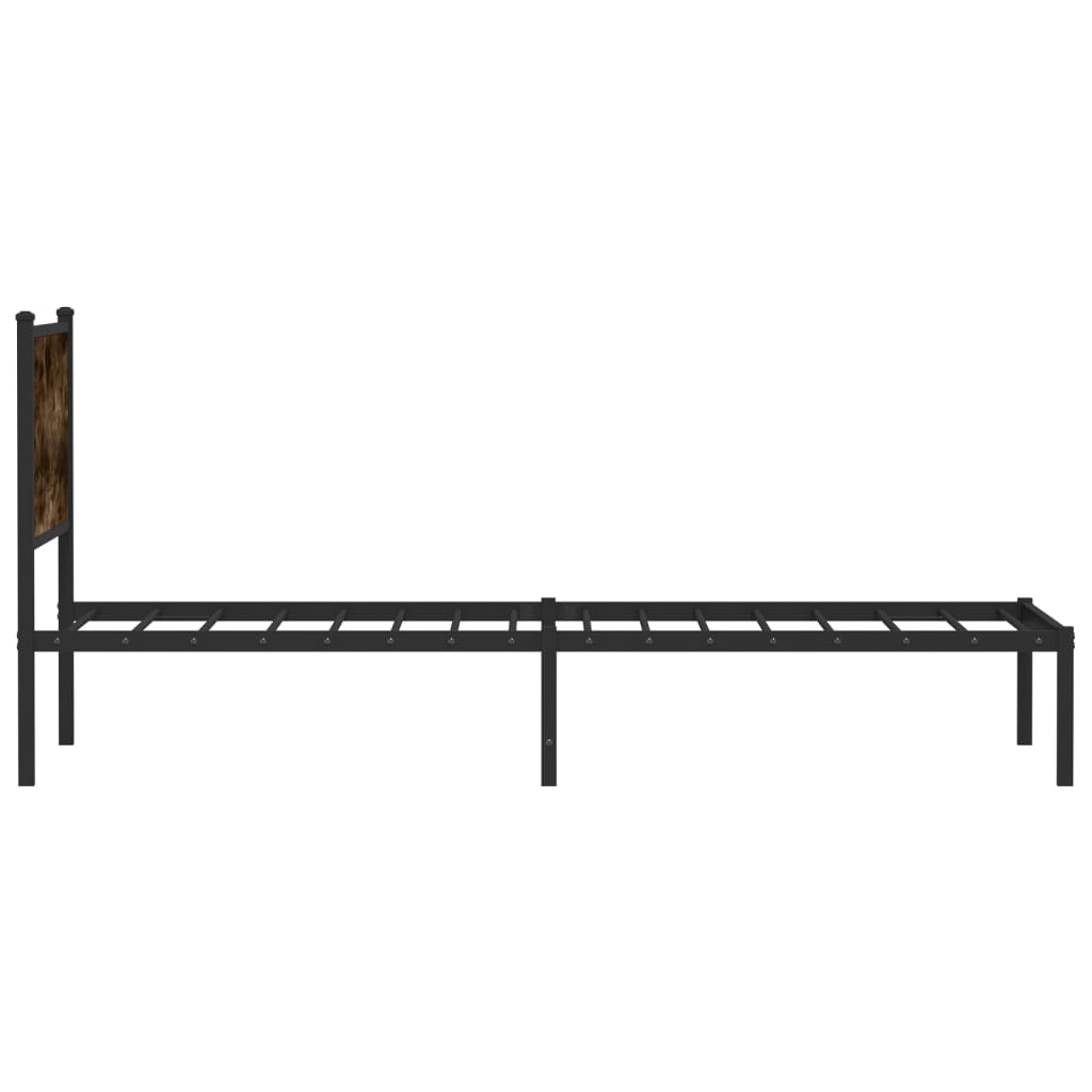 Metal Bed Frame without Mattress Smoked Oak 107x203 cm