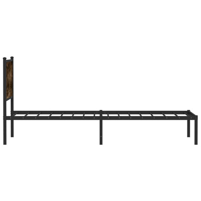 Metal Bed Frame without Mattress Smoked Oak 107x203 cm