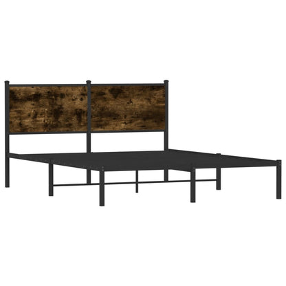 Metal Bed Frame without Mattress Smoked Oak 140x190 cm