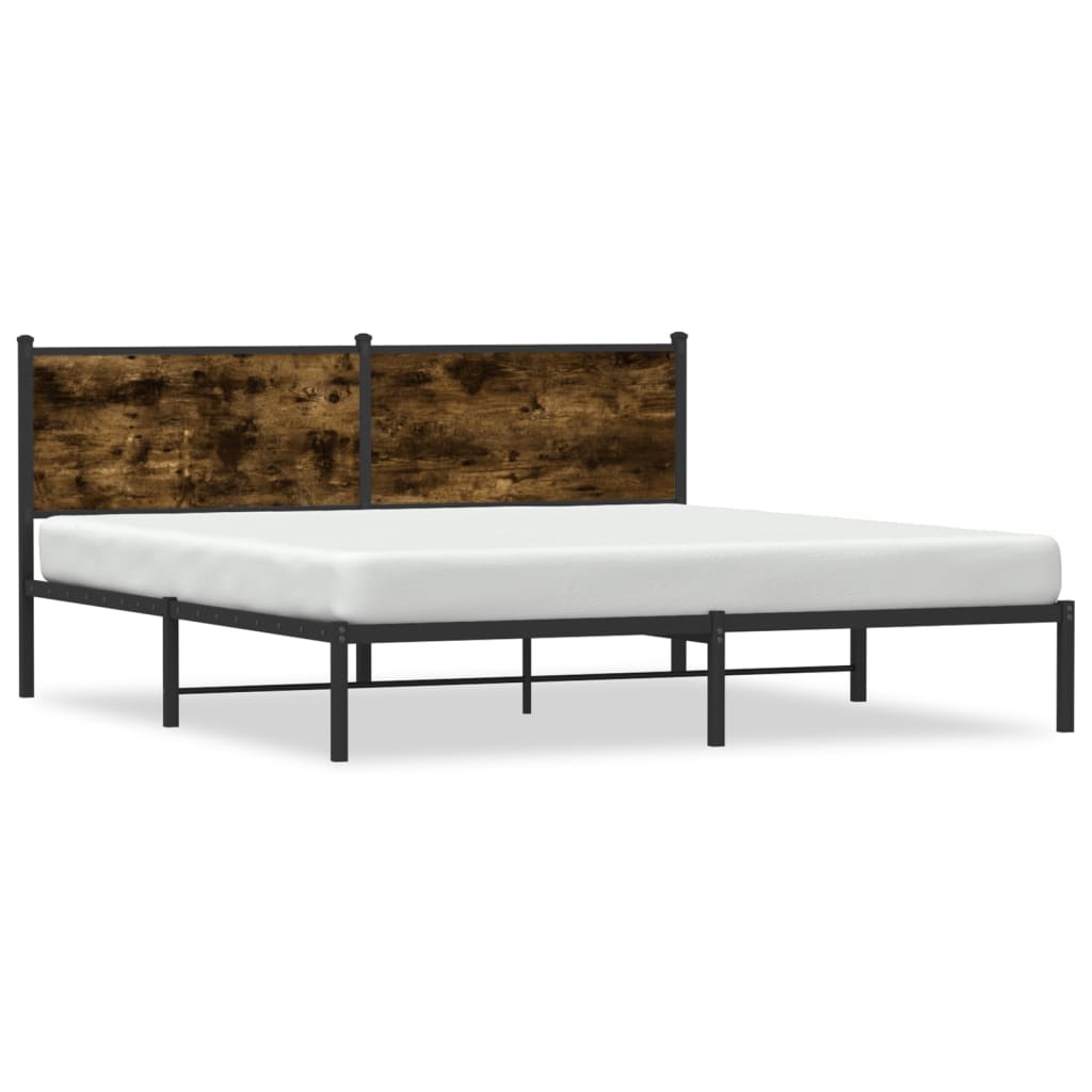 Metal Bed Frame without Mattress Smoked Oak 160x200 cm