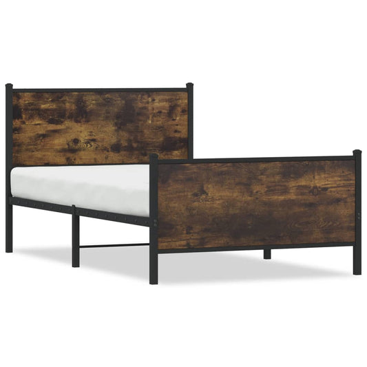 Metal Bed Frame without Mattress Smoked Oak 100x200 cm
