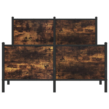 Metal Bed Frame without Mattress Smoked Oak 120x200 cm