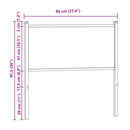 Replace Headboard Smoked Oak 90 cm Engineered Wood and Steel