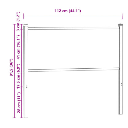 Replace Headboard Smoked Oak 107 cm Engineered Wood and Steel