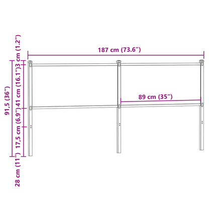 Replace Headboard Smoked Oak 180 cm Engineered Wood and Steel