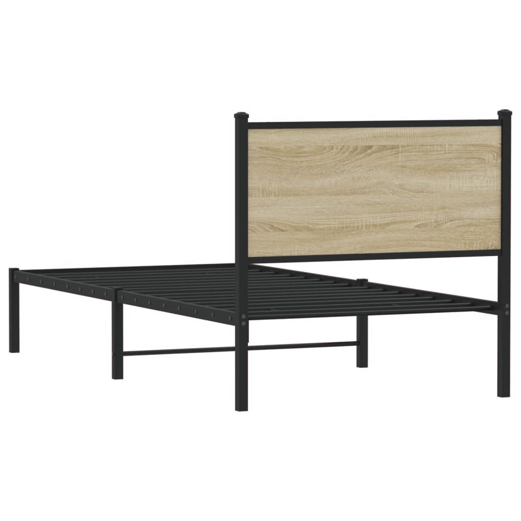 Metal Bed Frame without Mattress Sonoma Oak 80x200 cm