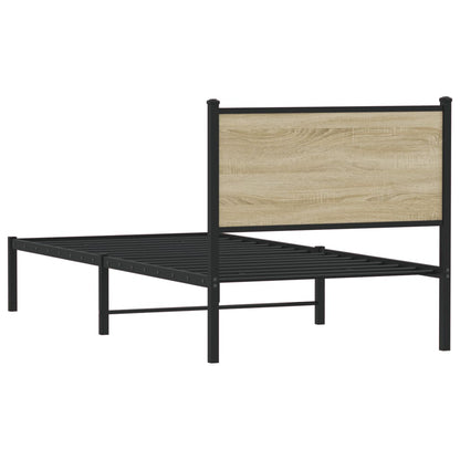 Metal Bed Frame without Mattress Sonoma Oak 80x200 cm