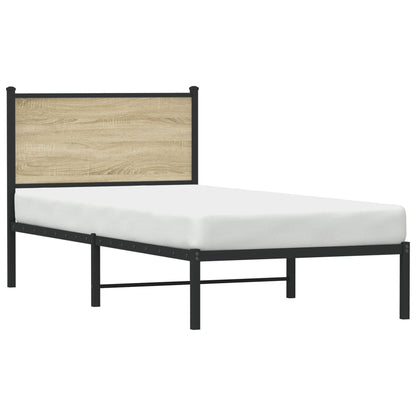 Metal Bed Frame without Mattress Sonoma Oak 90x190 cm Single