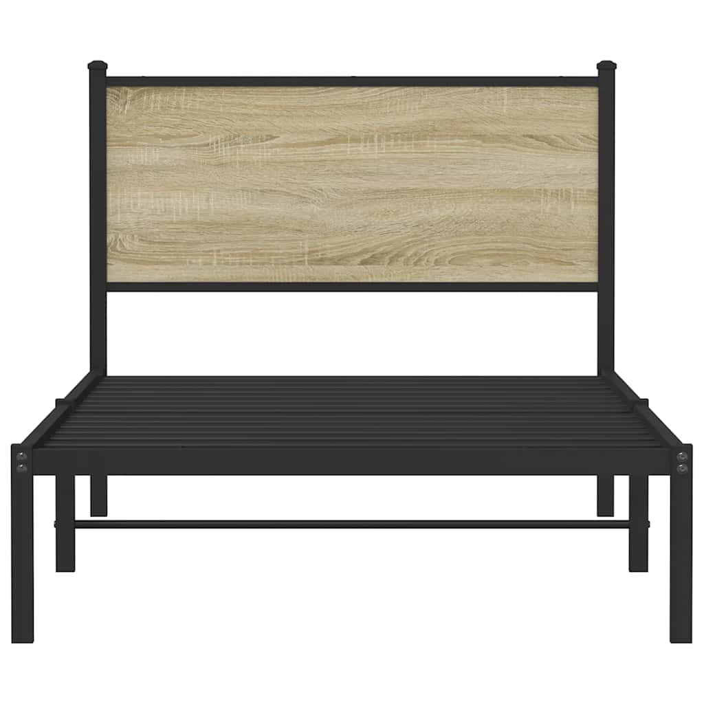 Metal Bed Frame without Mattress Sonoma Oak 100x190 cm