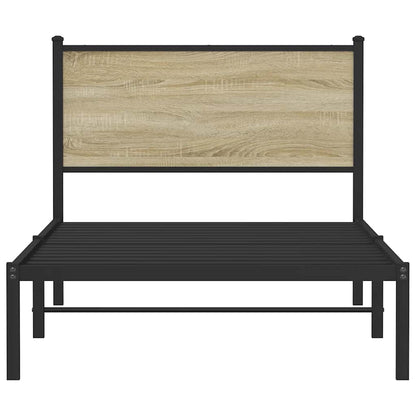 Metal Bed Frame without Mattress Sonoma Oak 100x190 cm