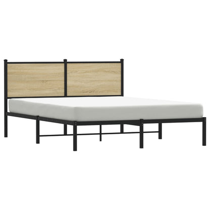 Metal Bed Frame without Mattress Sonoma Oak 137x190 cm