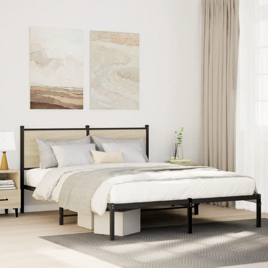 Metal Bed Frame without Mattress Sonoma Oak 140x200 cm