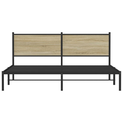 Metal Bed Frame without Mattress Sonoma Oak 160x200 cm