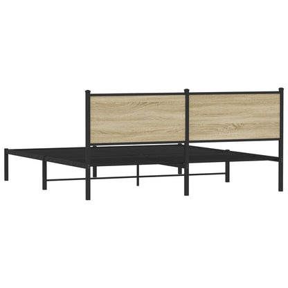 Metal Bed Frame without Mattress Sonoma Oak 183x213 cm
