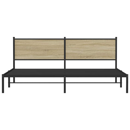 Metal Bed Frame without Mattress Sonoma Oak 193x203 cm