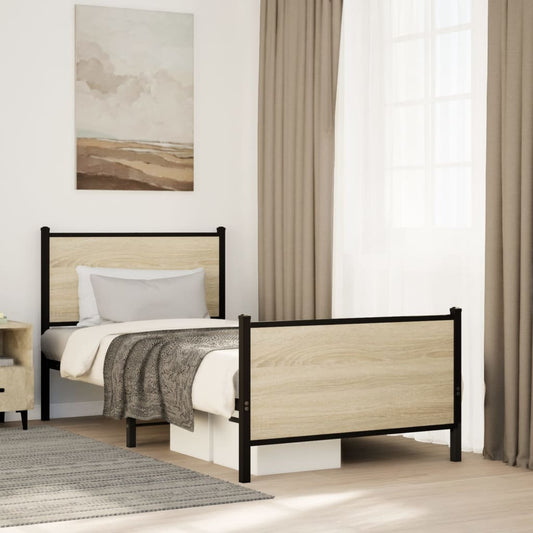 Metal Bed Frame without Mattress Sonoma Oak 80x200 cm