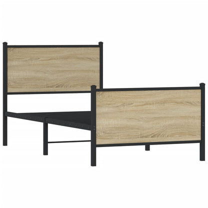 Metal Bed Frame without Mattress Sonoma Oak 90x200 cm