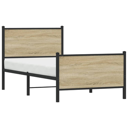 Metal Bed Frame without Mattress Sonoma Oak 90x200 cm