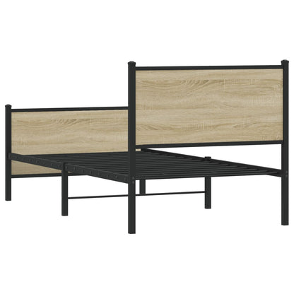 Metal Bed Frame without Mattress Sonoma Oak 90x200 cm