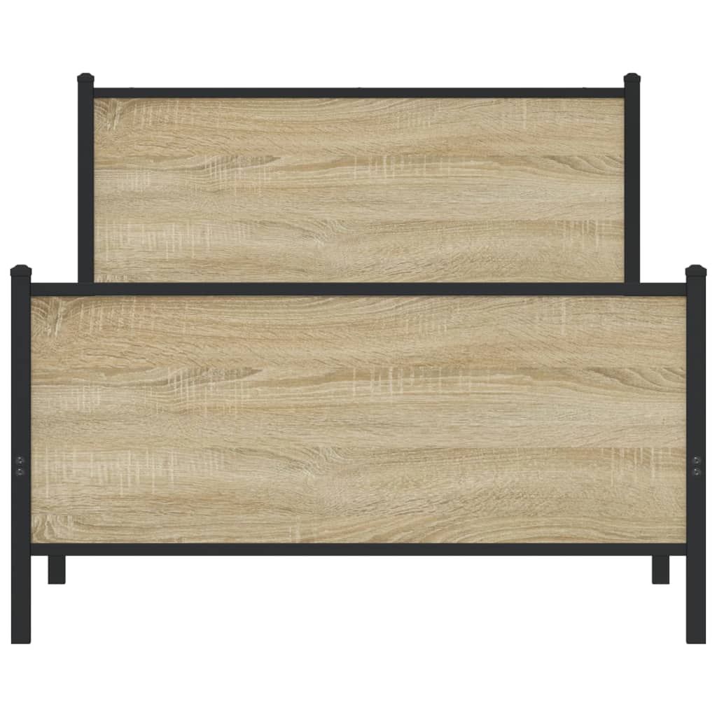 Metal Bed Frame without Mattress Sonoma Oak 100x200 cm