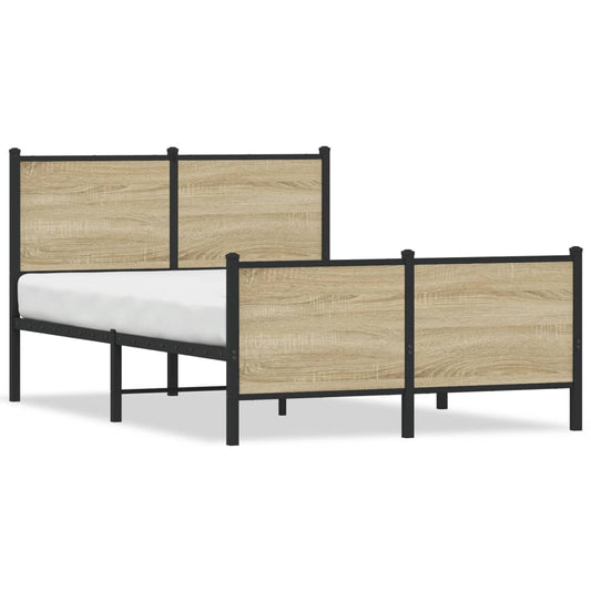 Metal Bed Frame without Mattress Sonoma Oak 120x190 cm Small Double