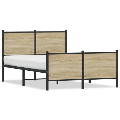 Metal Bed Frame without Mattress Sonoma Oak 120x200 cm
