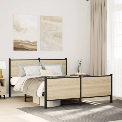 Metal Bed Frame without Mattress Sonoma Oak 137x190 cm
