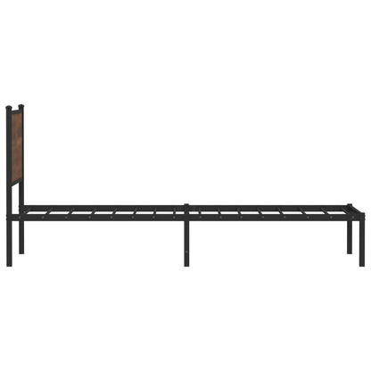 Metal Bed Frame without Mattress Brown Oak 80x200 cm